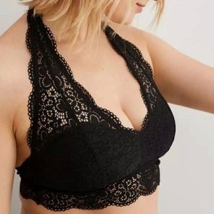 Aerie Halter Lace Bralette Medium Black